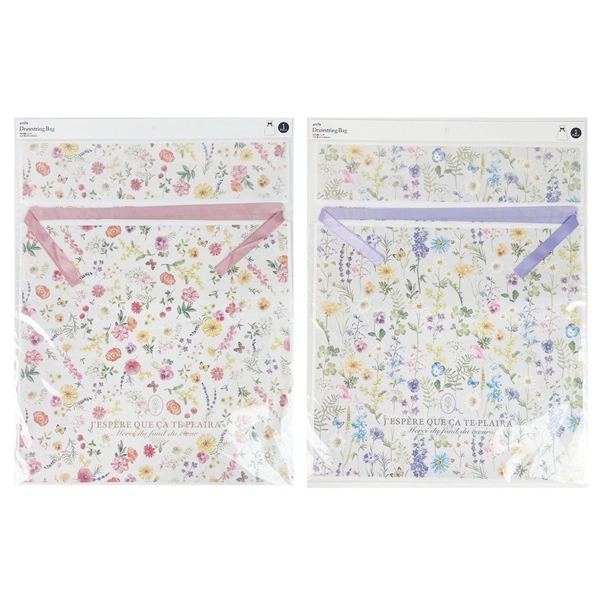 PE巾着バッグ フローラル 364386