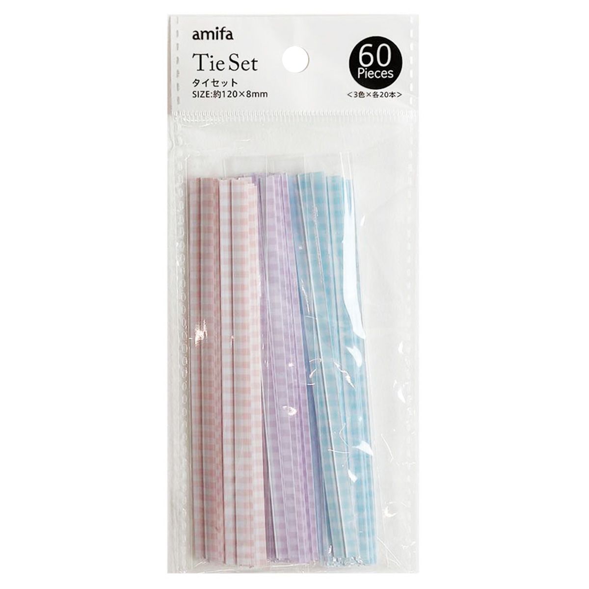 ラッピングタイ モール ギフトタイセット チェック柄 60本 364412