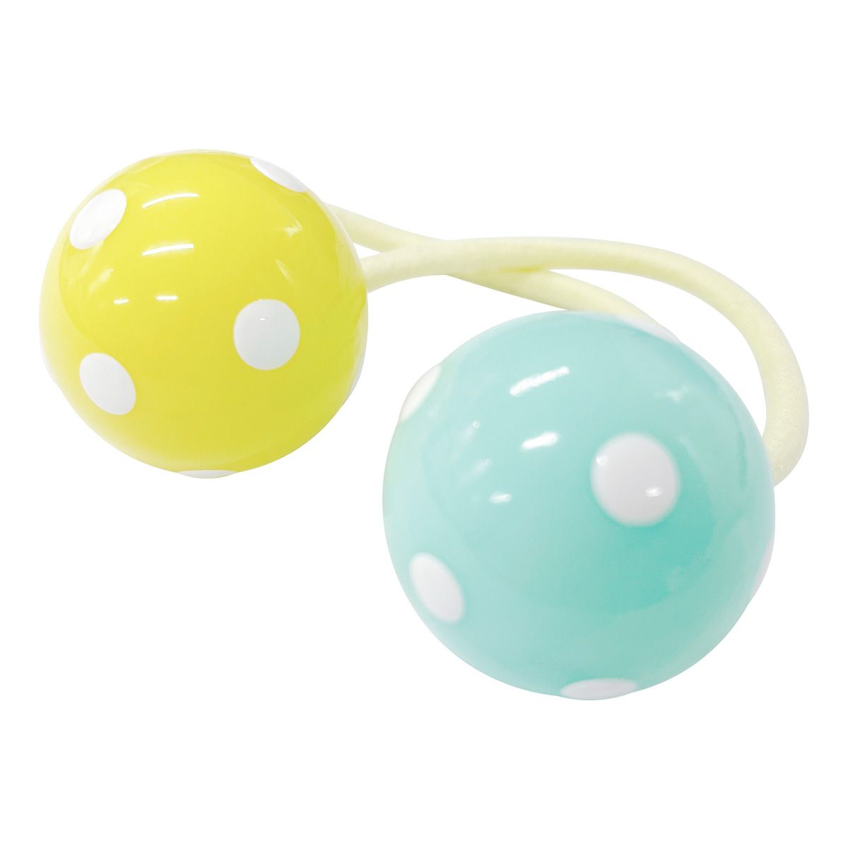 ヘアゴム キッズ用 髪ゴム ヘアポニー 水玉ボール2個付ツートンカラー1P 364698