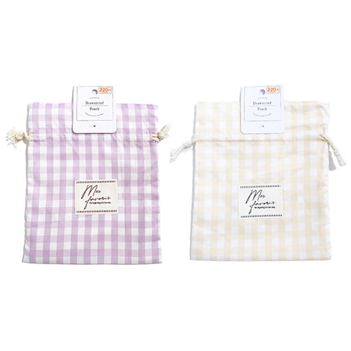 【OUTLET】巾着袋  きんちゃく袋  ギンガムチェック2 約20.6×25.3×1.4cm 364994