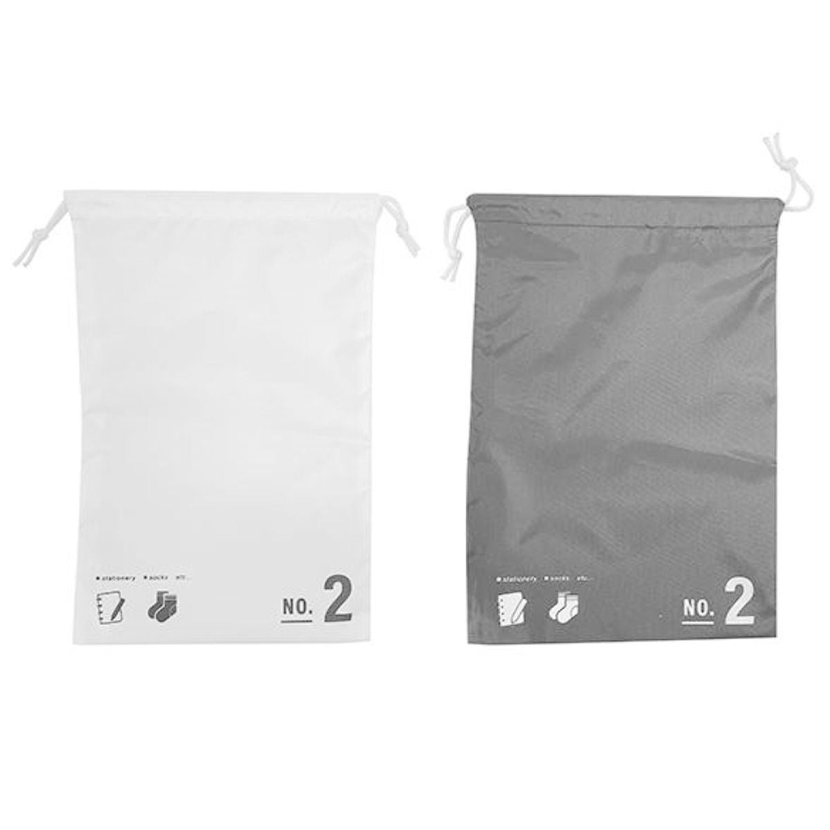 巾着袋 巾着ポーチ バッグインバッグ トラベルポーチ 巾着バッグ M モノトーン H32.5×W21.5cm 365003