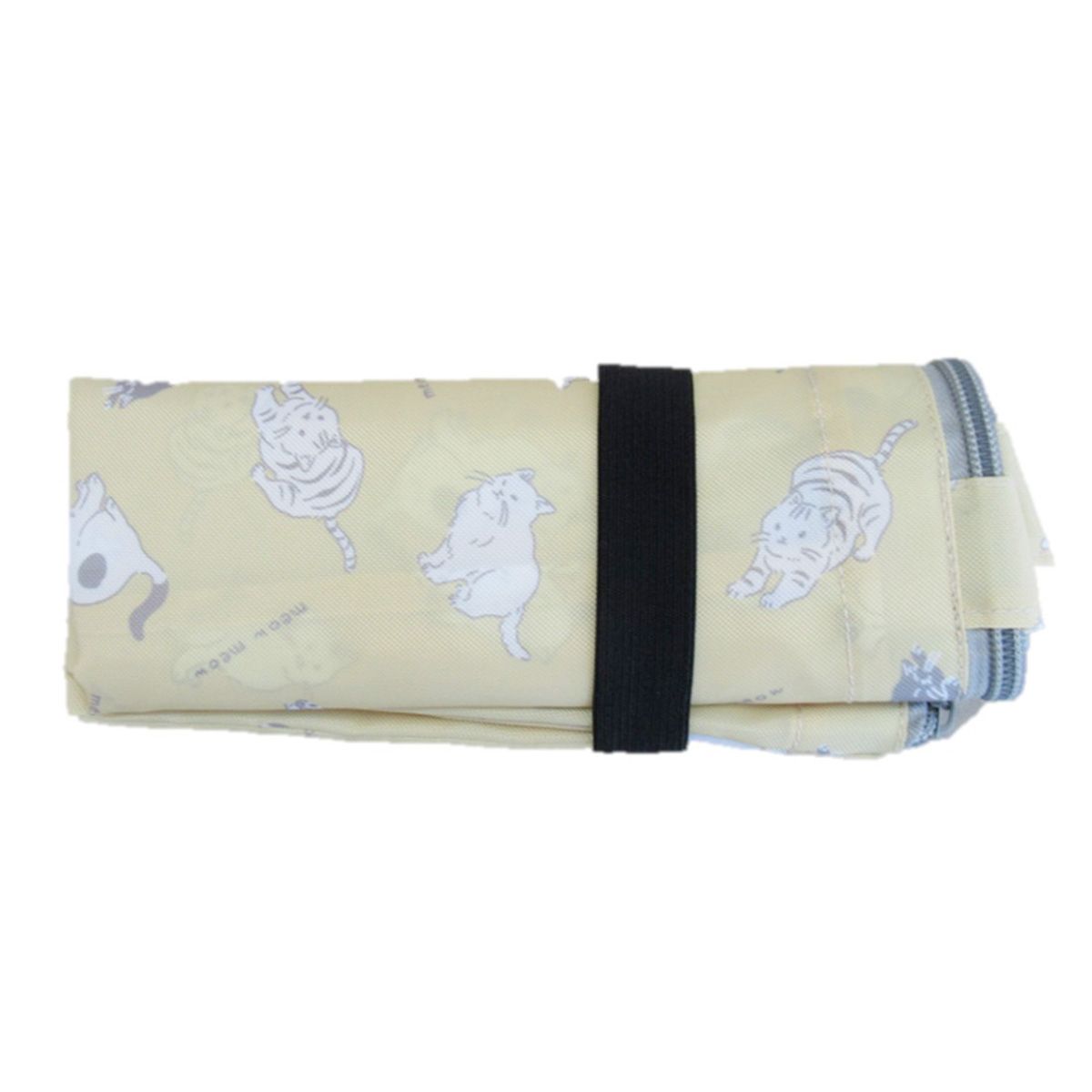 エコバッグ トートバッグ ファスナー付 イエロー ネコ柄 縦38×横33×マチ12cm 365023