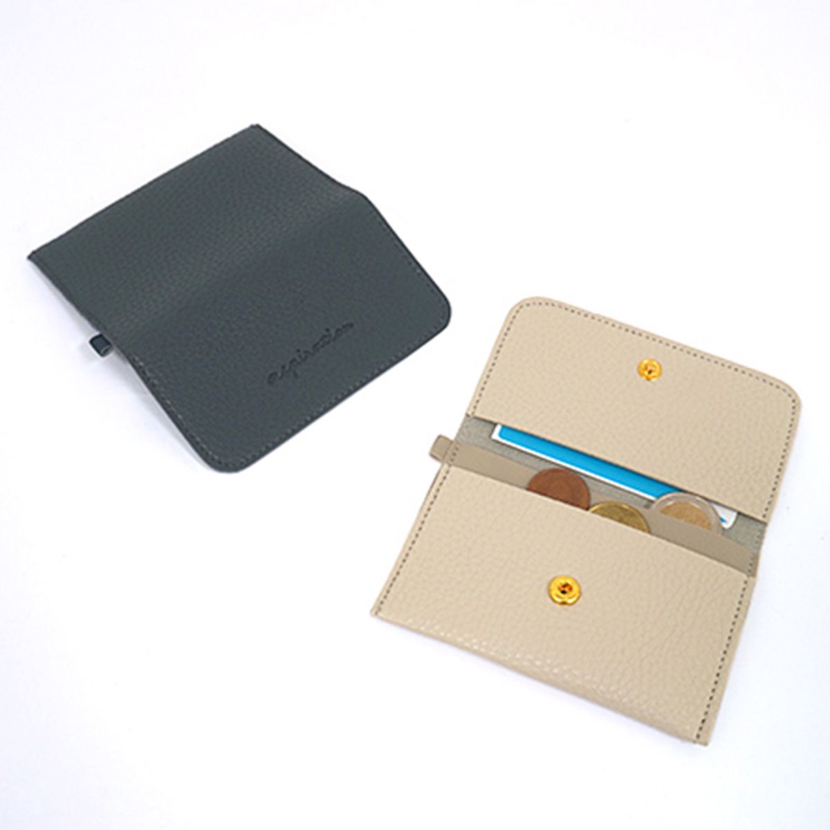 財布 小銭入れ カードコインケース スナップボタン グレイッシュ 365031