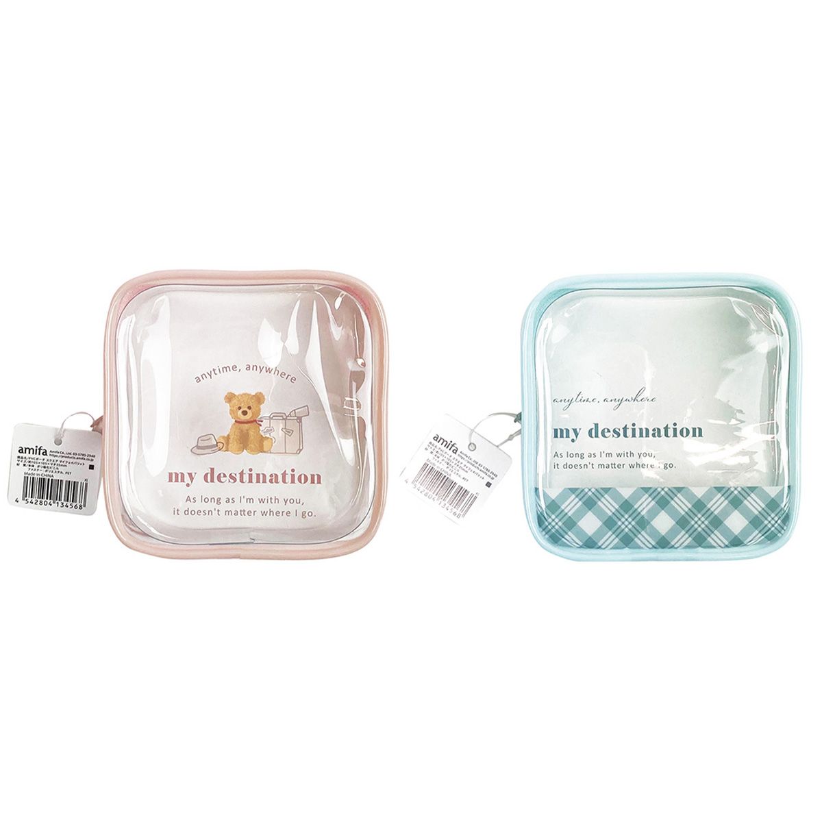 【OUTLET】化粧ポーチ 透明ポーチ コスメポーチ PVCポーチ スクエア マイフェイバリット 365094