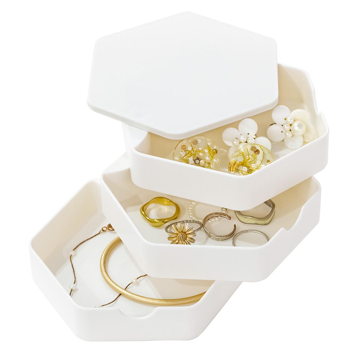 アクセサリーボックス スライド式アクセサリートレー ホワイト 365858