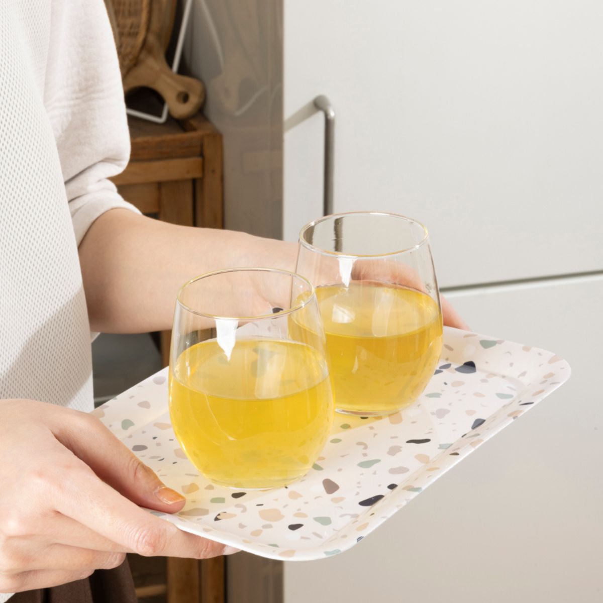 お盆 トレー スクエアPPトレイ テラゾータイル 365972