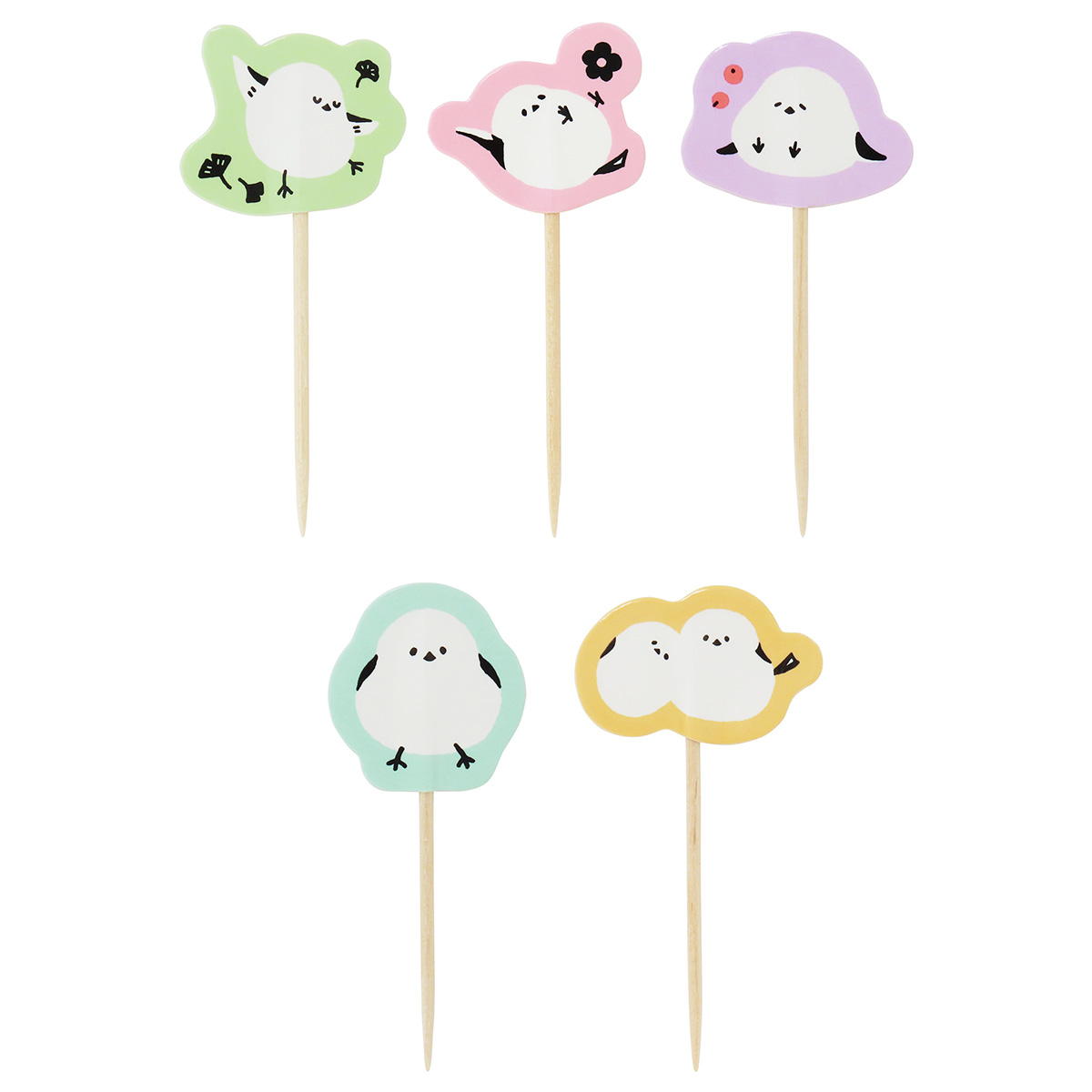 おかずピック 料理ピック ミニフラッグピック シマエナガ柄 10本 366095