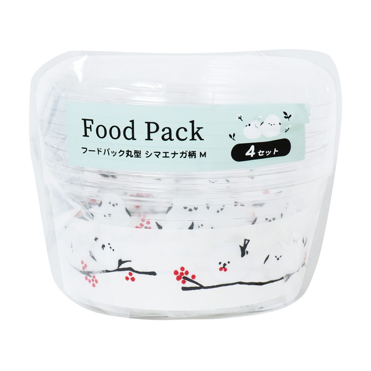 フードパック 丸型 シマエナガ柄 M 4枚 366315