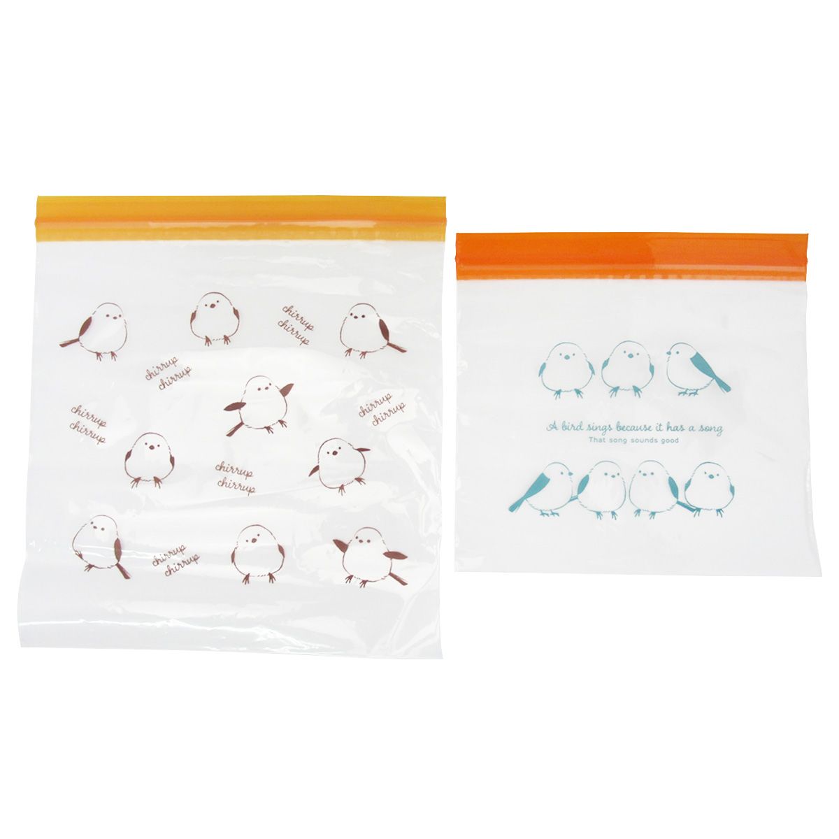ストックバッグ 食品保存バッグ L10枚 M15枚入り シマエナガ柄 366321