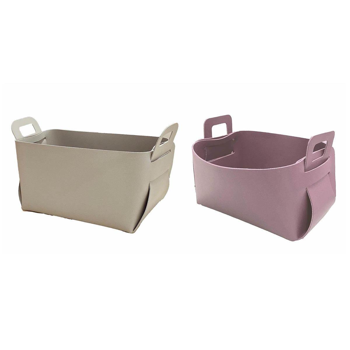 【OUTLET】合皮折りたたみバスケットL 2色 367318