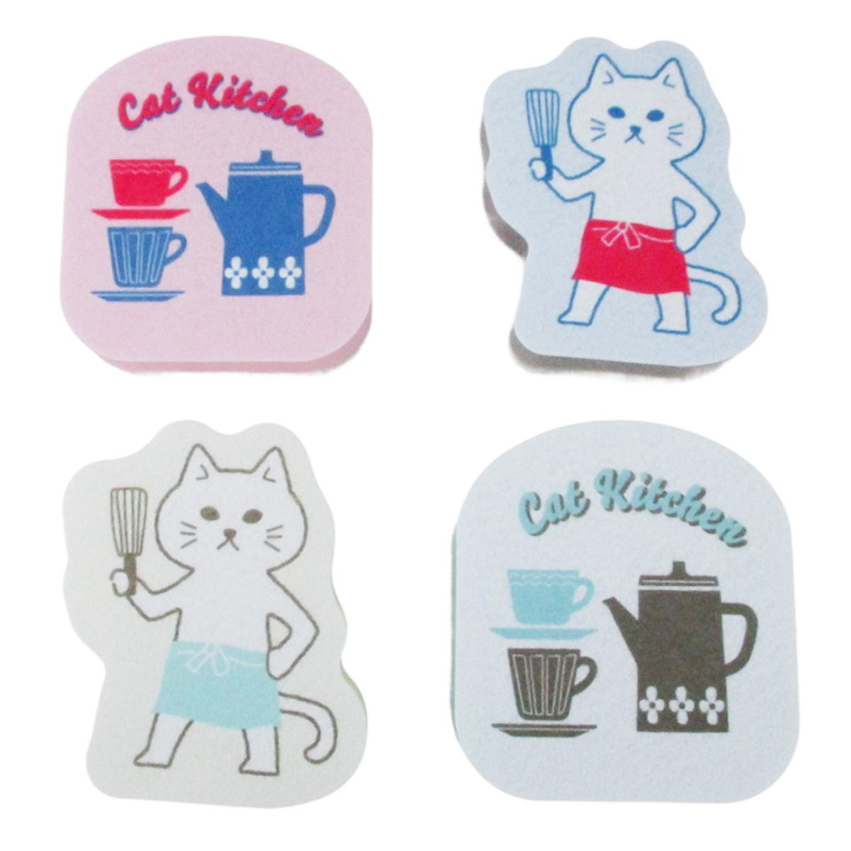 【在庫限り】ダイカットスポンジ 4P ネコ柄 367479