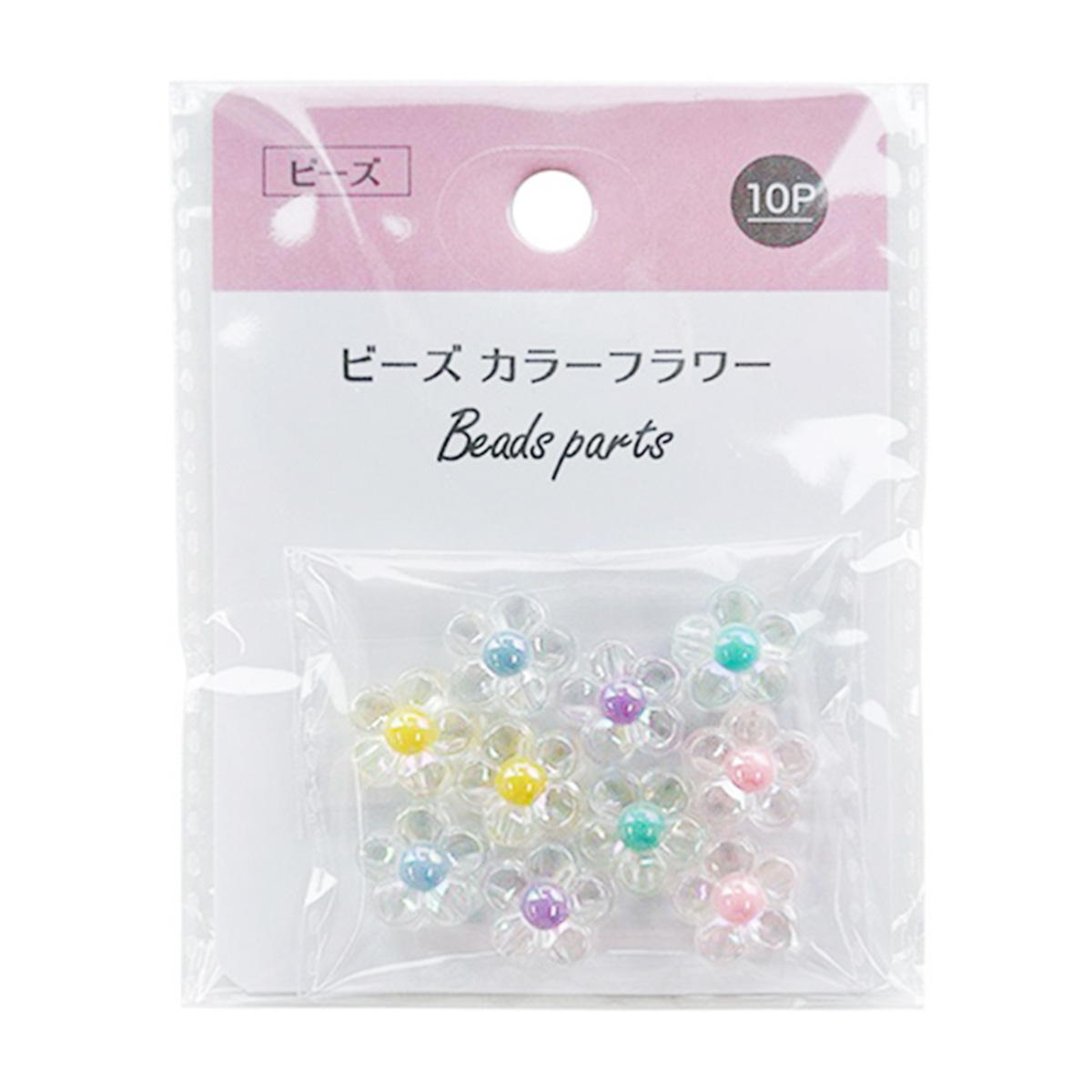 【在庫限り】ビーズ カラーフラワー10P 367656