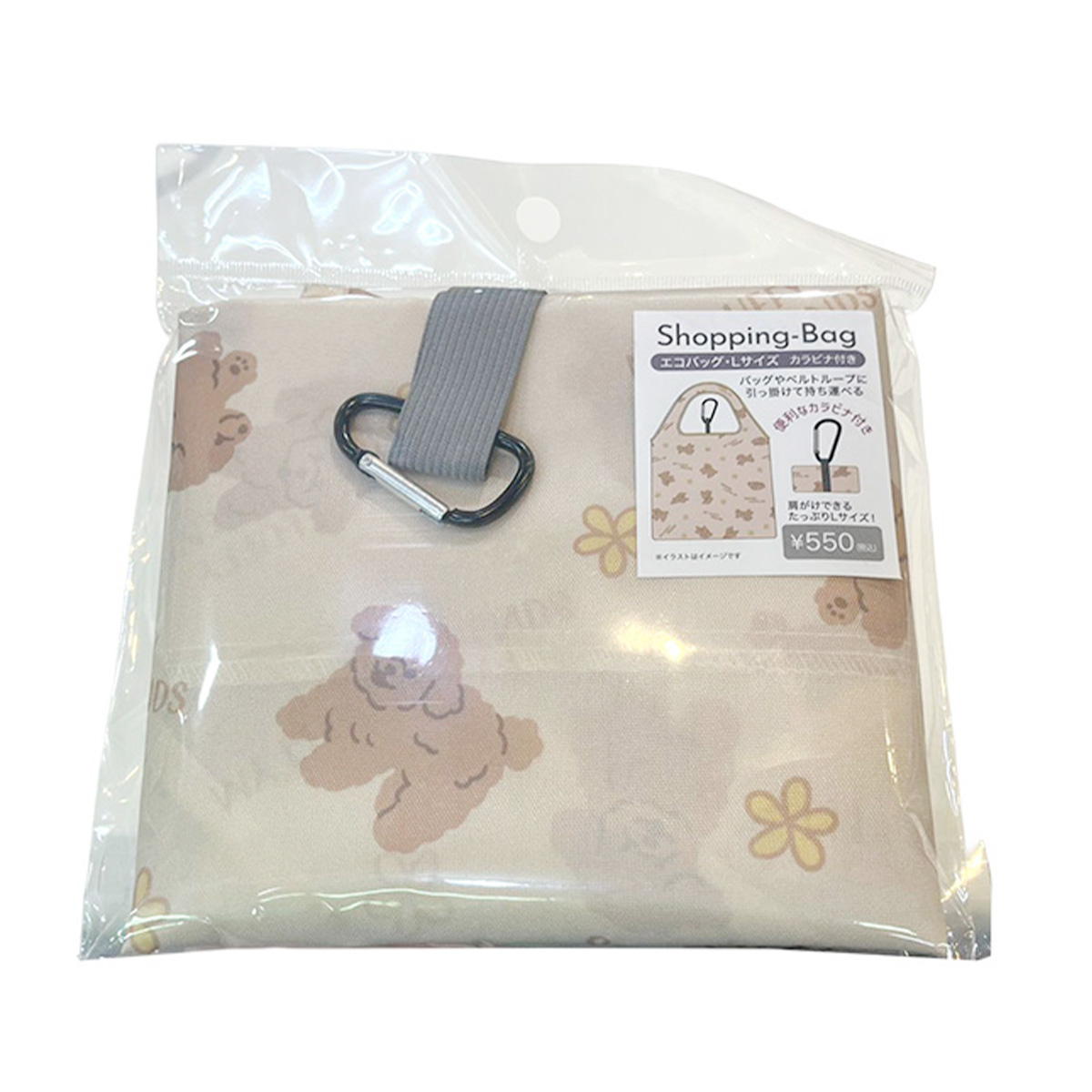 エコバッグL カラビナ付きトイプードルBE 368000