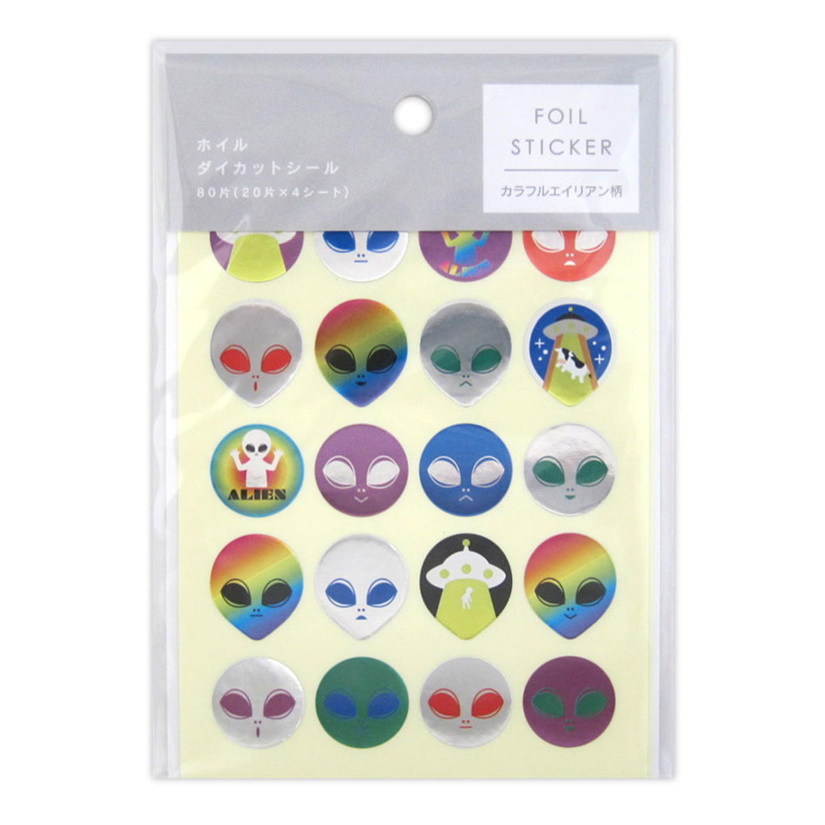 ホイルダイカットシール カラフルエイリアン柄80片 368124