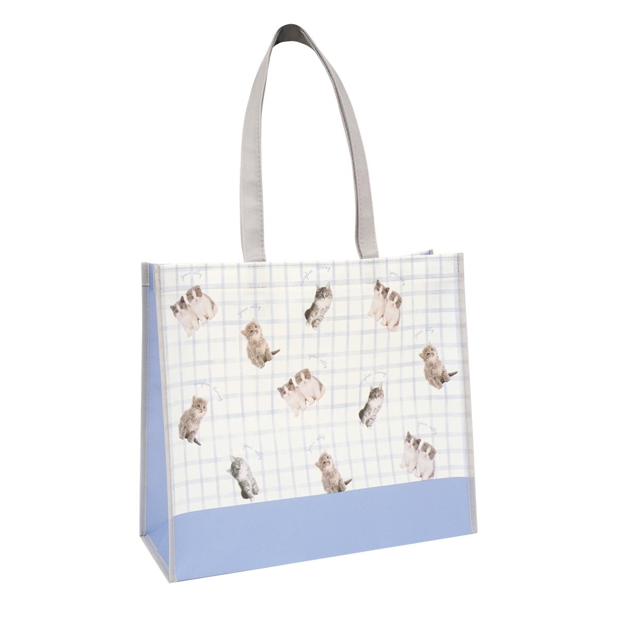 不織布コーティングバッグ L イヌネコフォト柄 368745