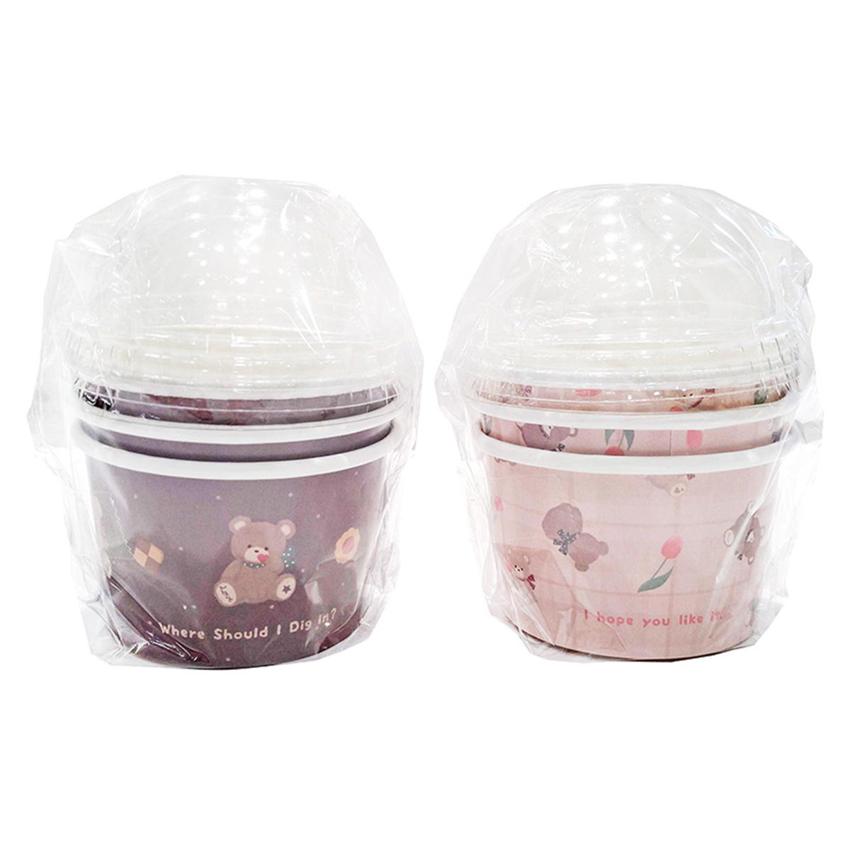 【在庫限り】ドーム型ふた付カップ 3P プティベア 369493