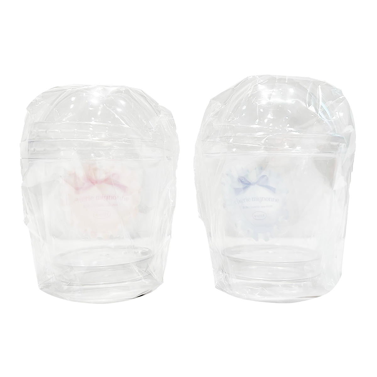 【在庫限り】デザートクリアカップ フタ付 ドーム型 2P バレエコア 369529