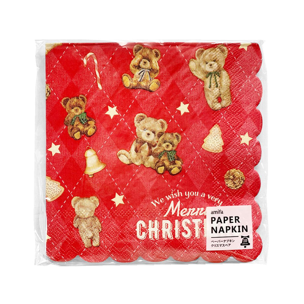 【在庫限り】ペーパーナプキン 10P クリスマスベア 369673