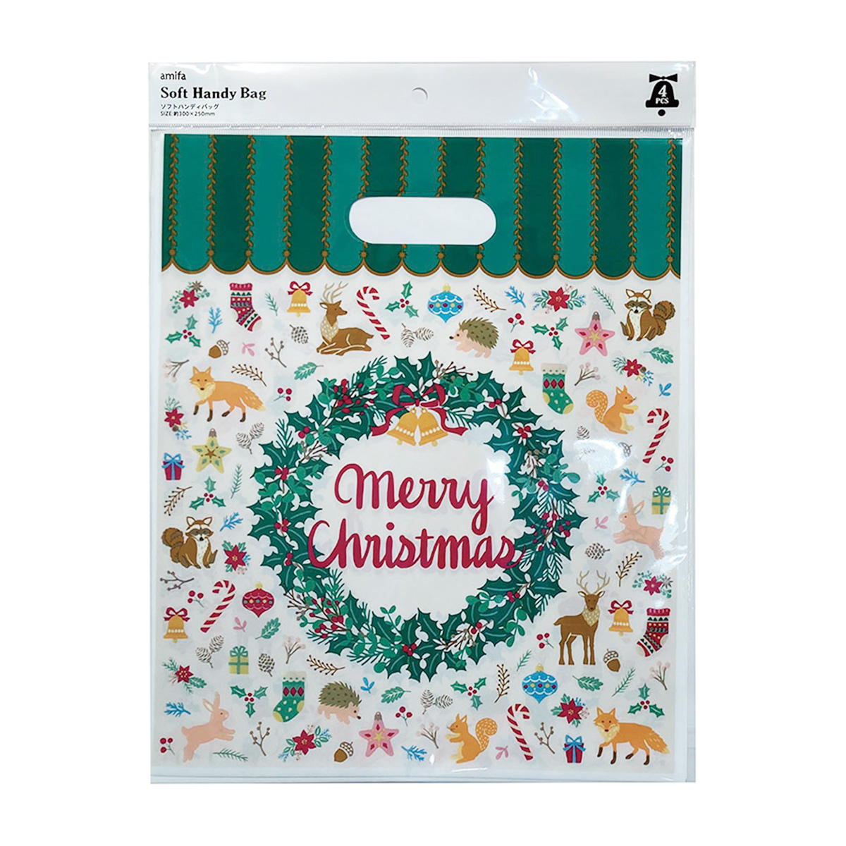 【在庫限り】ソフトハンディバッグ M 4P クリスマスフォレスト 369677