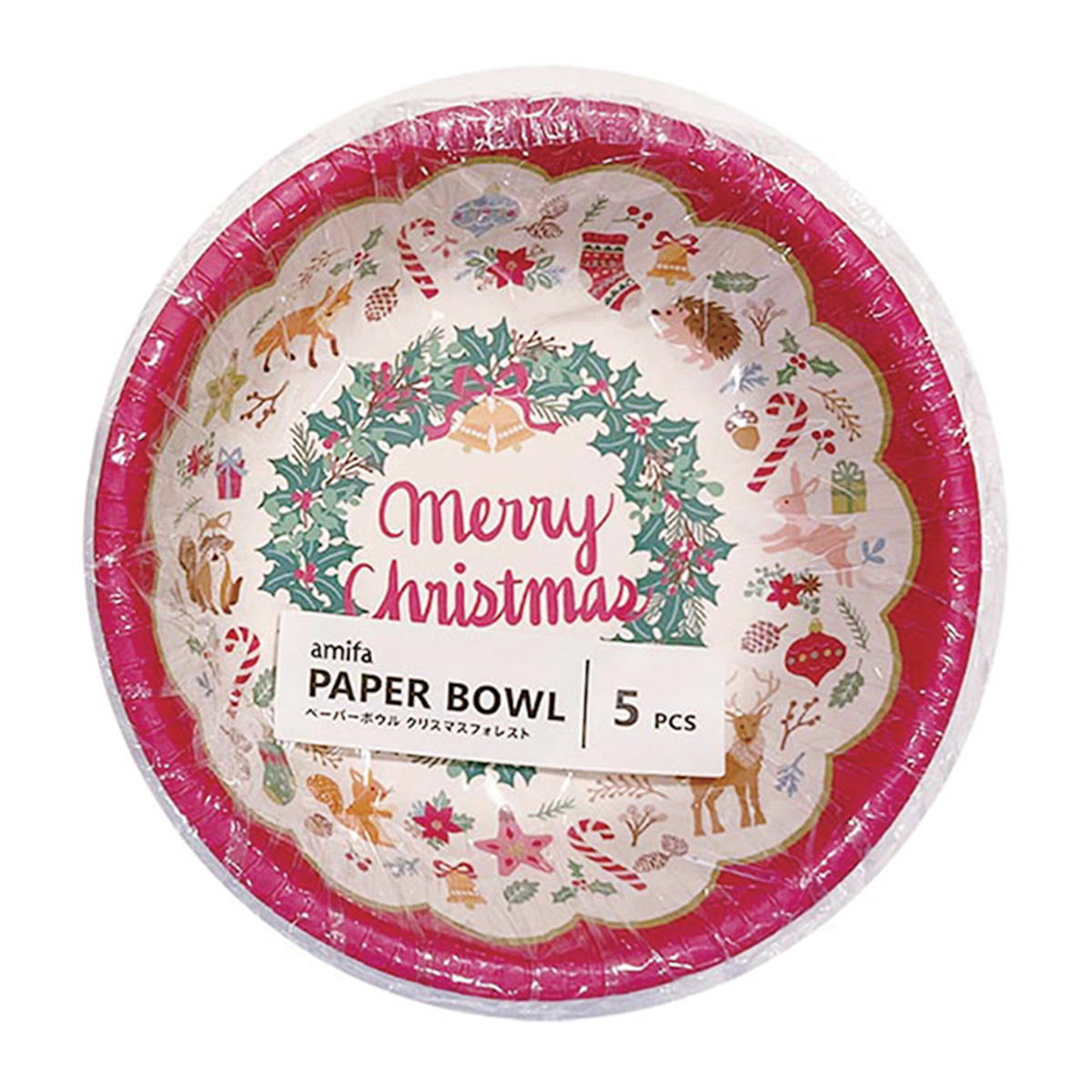 【在庫限り】ペーパーボウル 5P クリスマスフォレスト 369679