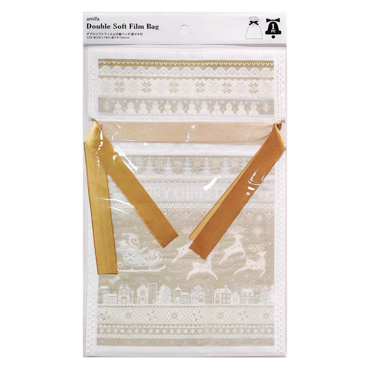 【OUTLET】ダブルソフトフィルム巾着バッグ M 底マチ付 ノルディック 369693