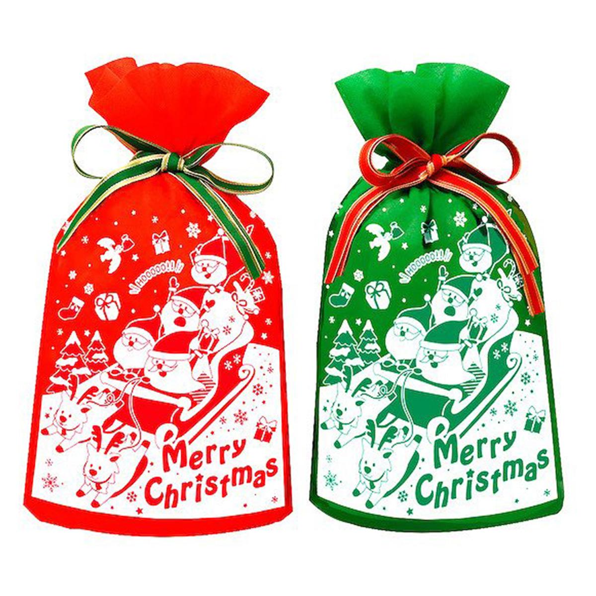 【OUTLET】巾着バッグL 不織布 マチ付 サンタ 369777