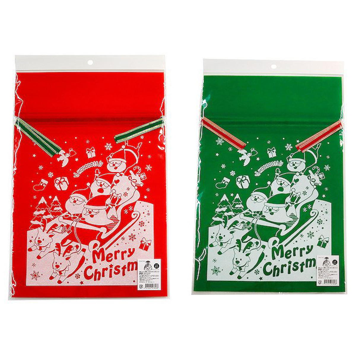 【OUTLET】巾着バッグL 不織布 マチ付 サンタ 369777