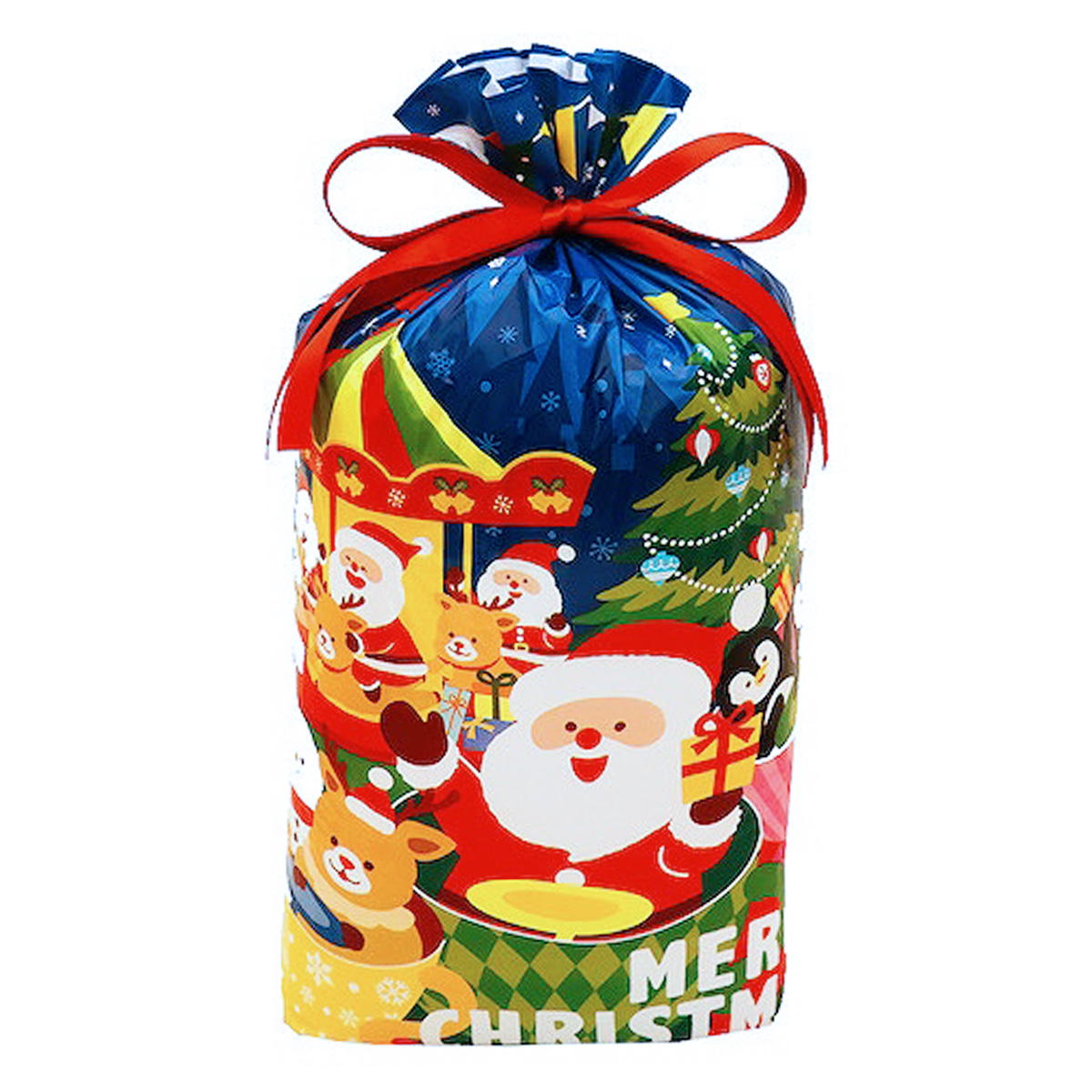 【OUTLET】巾着バッグL PE マチ付 クリスマスパーク 369779