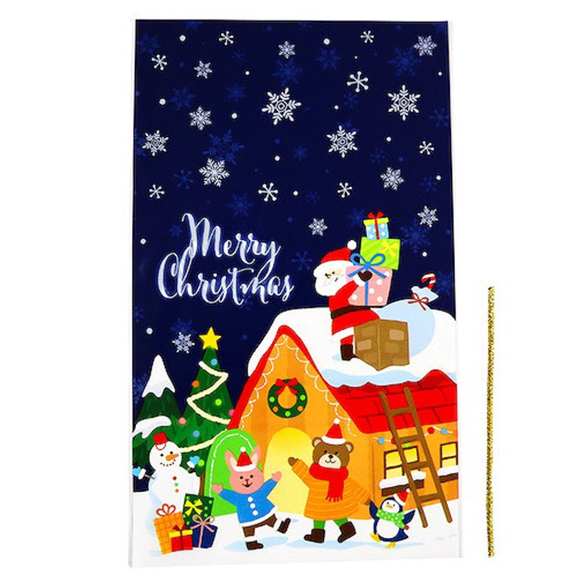 【OUTLET】クリスマスギフトバッグ プレゼント  ビニールバッグL タイ付き 5P プレゼントサンタ 369791