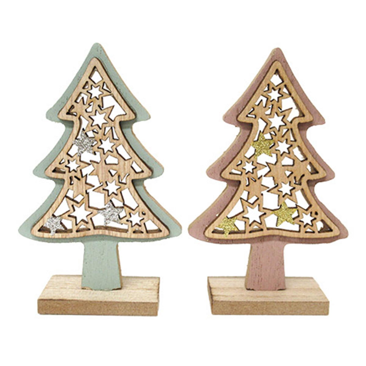 【OUTLET】クリスマスツリーオブジェ ナチュラルウッドグリッタースターツリー 369828