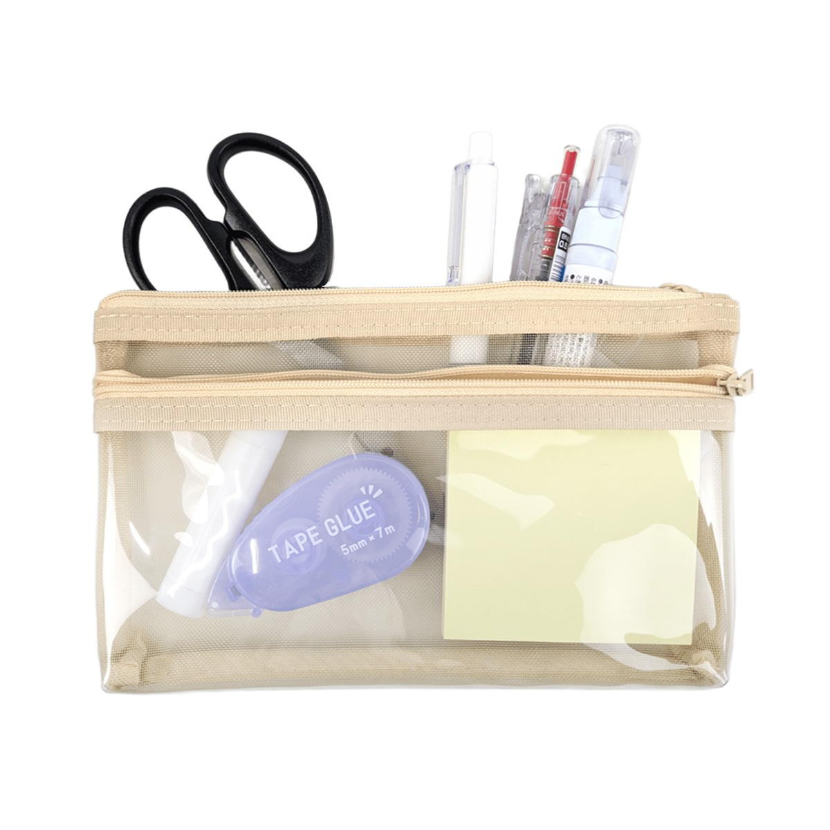 ダブルファスナーペンポーチ ベージュ 370080