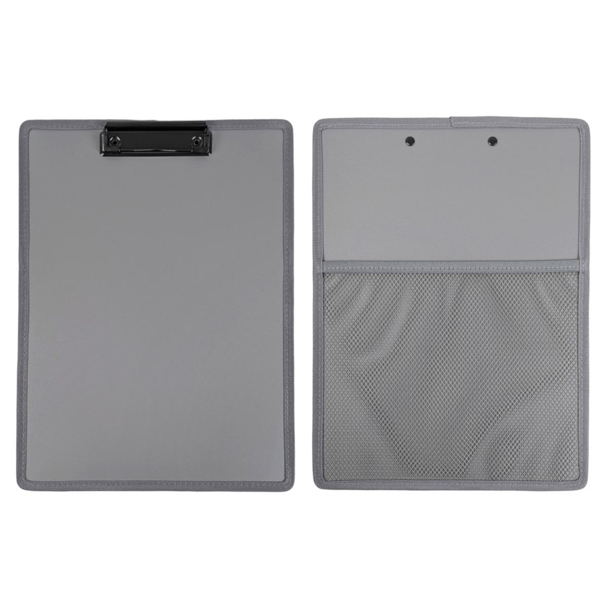 メッシュポケット付クリップボード グレー 370084