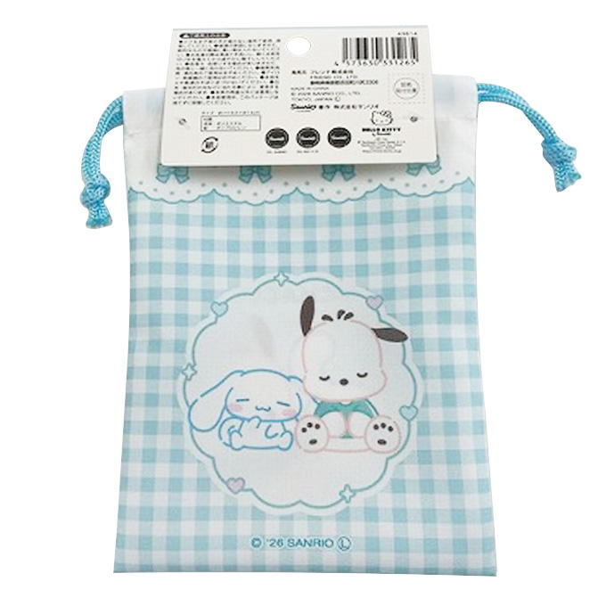 sanrio シナモンポチャッコミニ巾着ギンガムチェック 370891