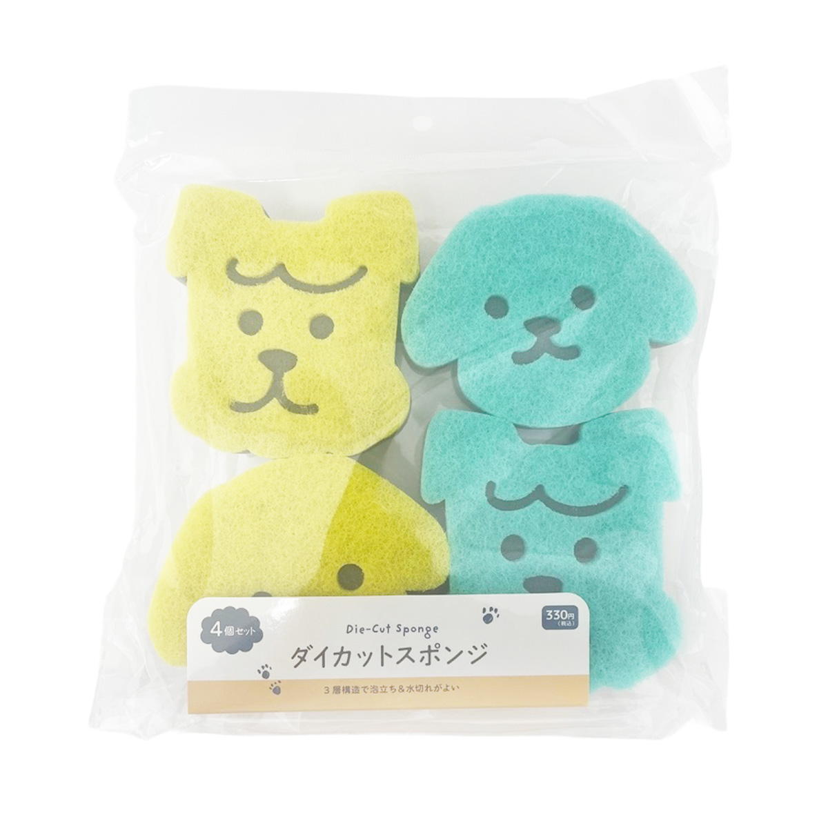 ダイカットスポンジ 4P いぬ柄 371294