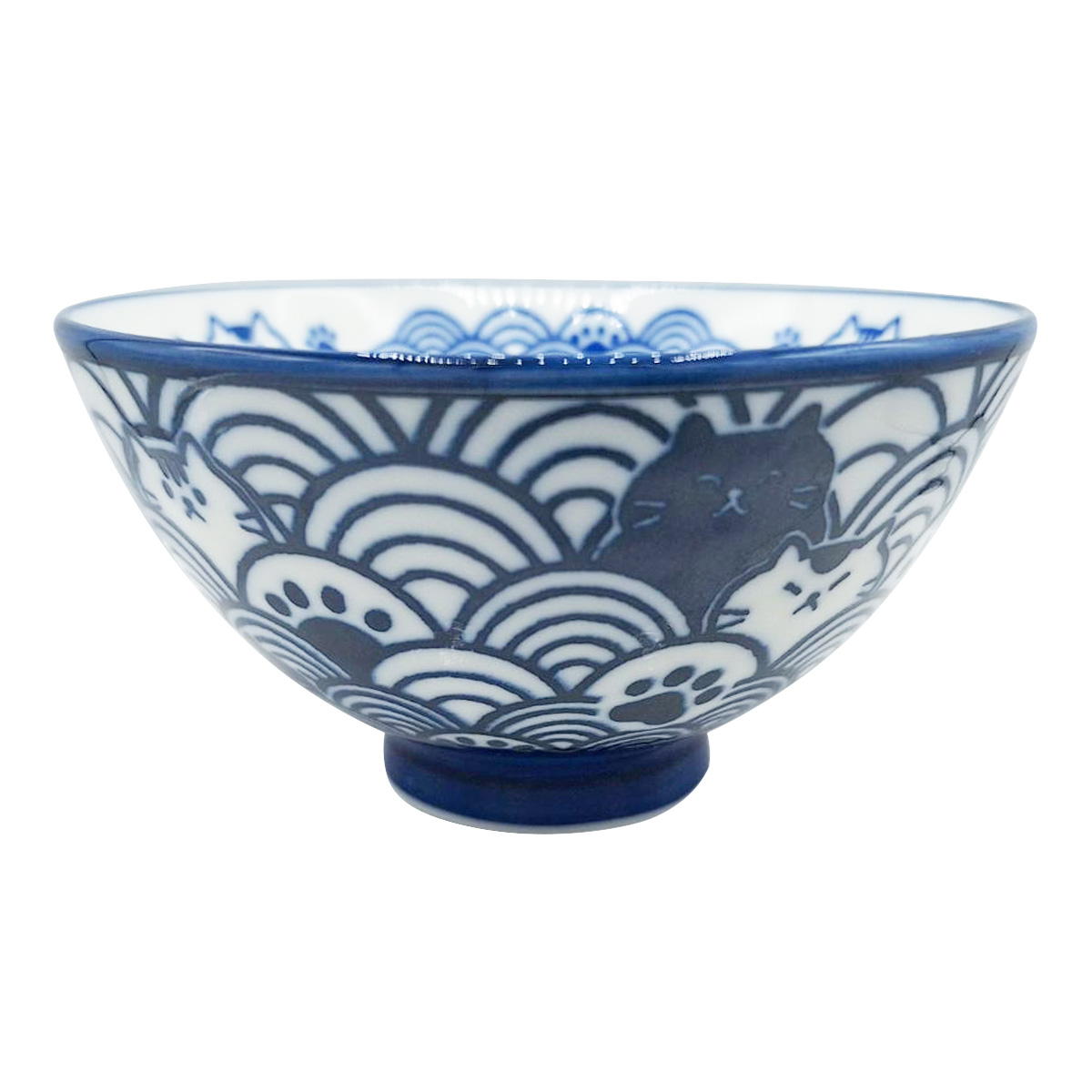 ウェーブキャット飯碗 大 濃紺 371739