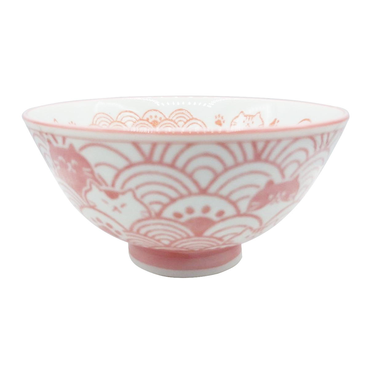 ウェーブキャット飯碗 中 ピンク 371740