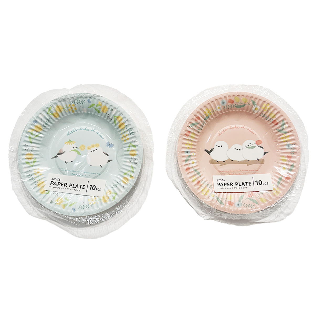 ペーパープレート 10P フラワーシマエナガ 372083