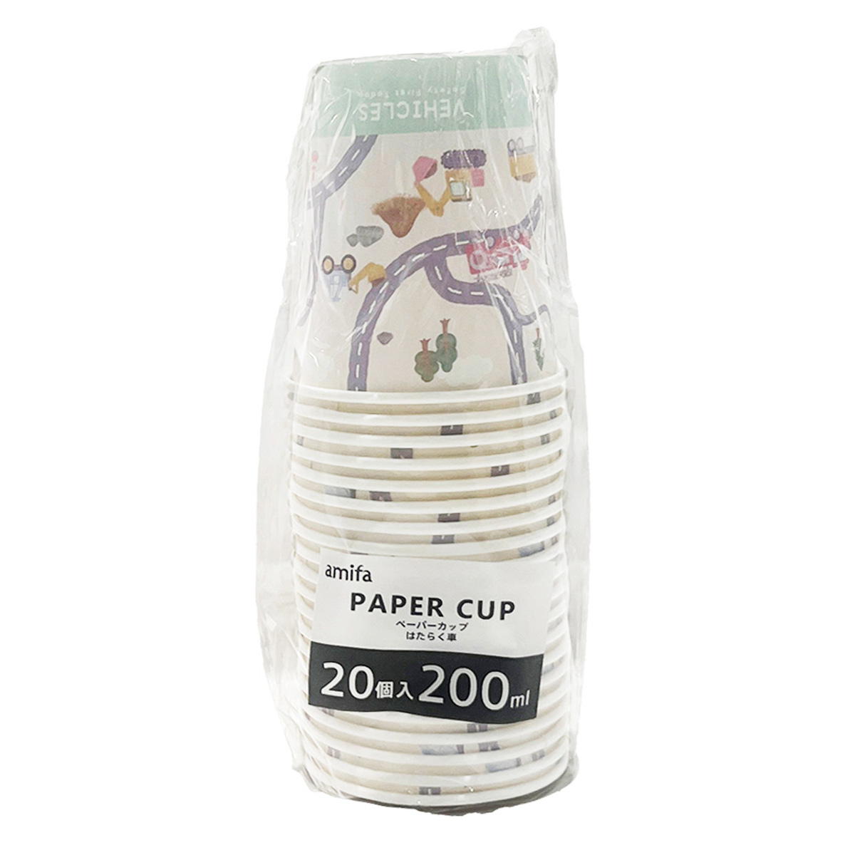ペーパーカップ 200ml 20P はたらく車 372088