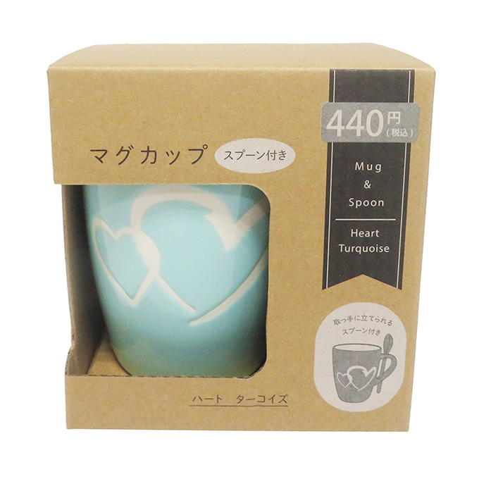 マグカップ スプーン付き ハートターコイズ 373255