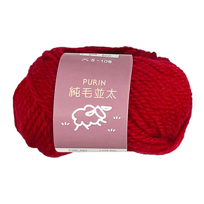 純毛並太 毛糸 107 赤 20g 375777
