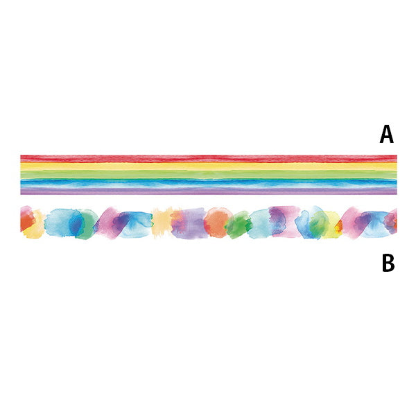 マスキングテープ マステ 20mm×4m ウォーターカラーレインボー 457634