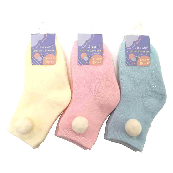 【OUTLET】キッズ用パイルソックス ぼんぼり付き 460554