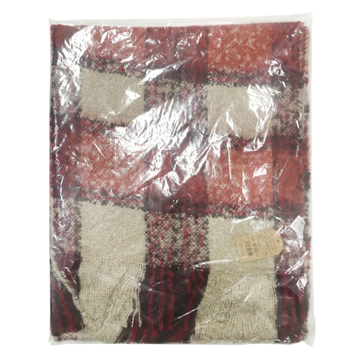 【OUTLET】ストール ネックウォーマー モヘアチェックストール チェック ベージュ H175×W40cm 468875