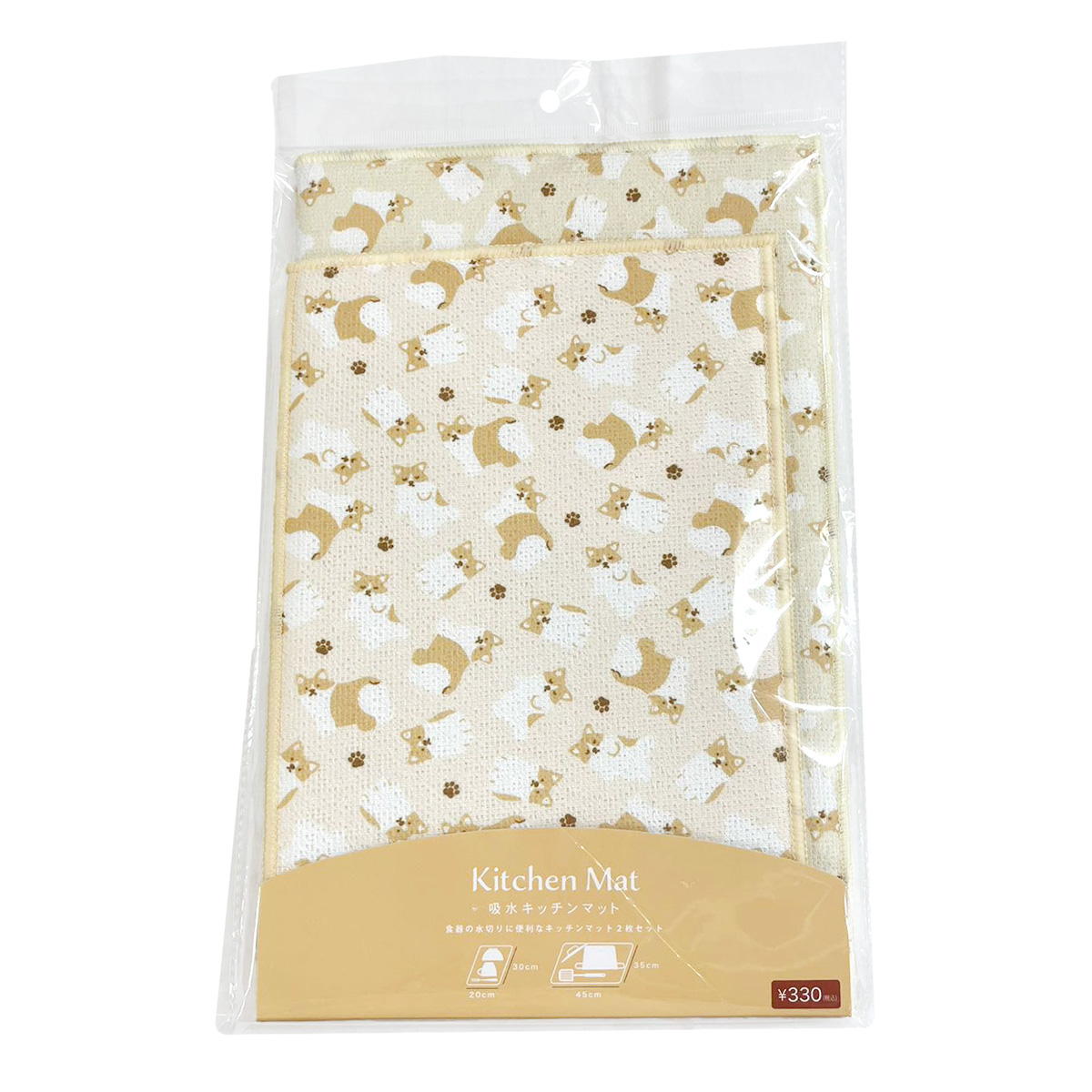 吸水キッチンマット 2枚 コーギー 580074