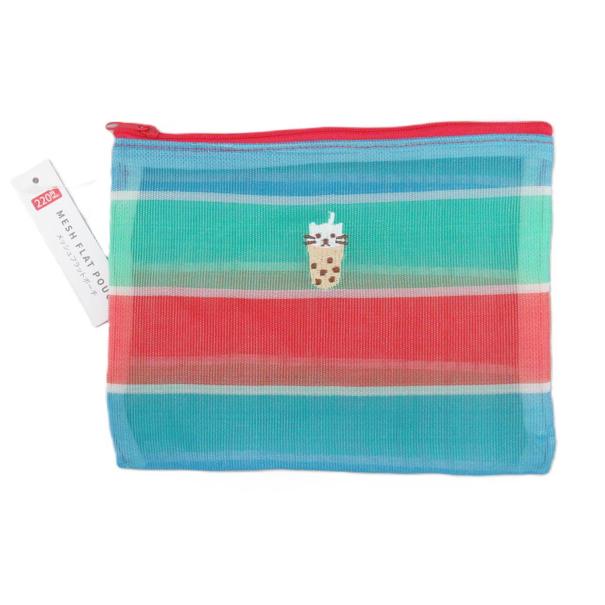 メッシュフラットポーチねこタピ柄 598918