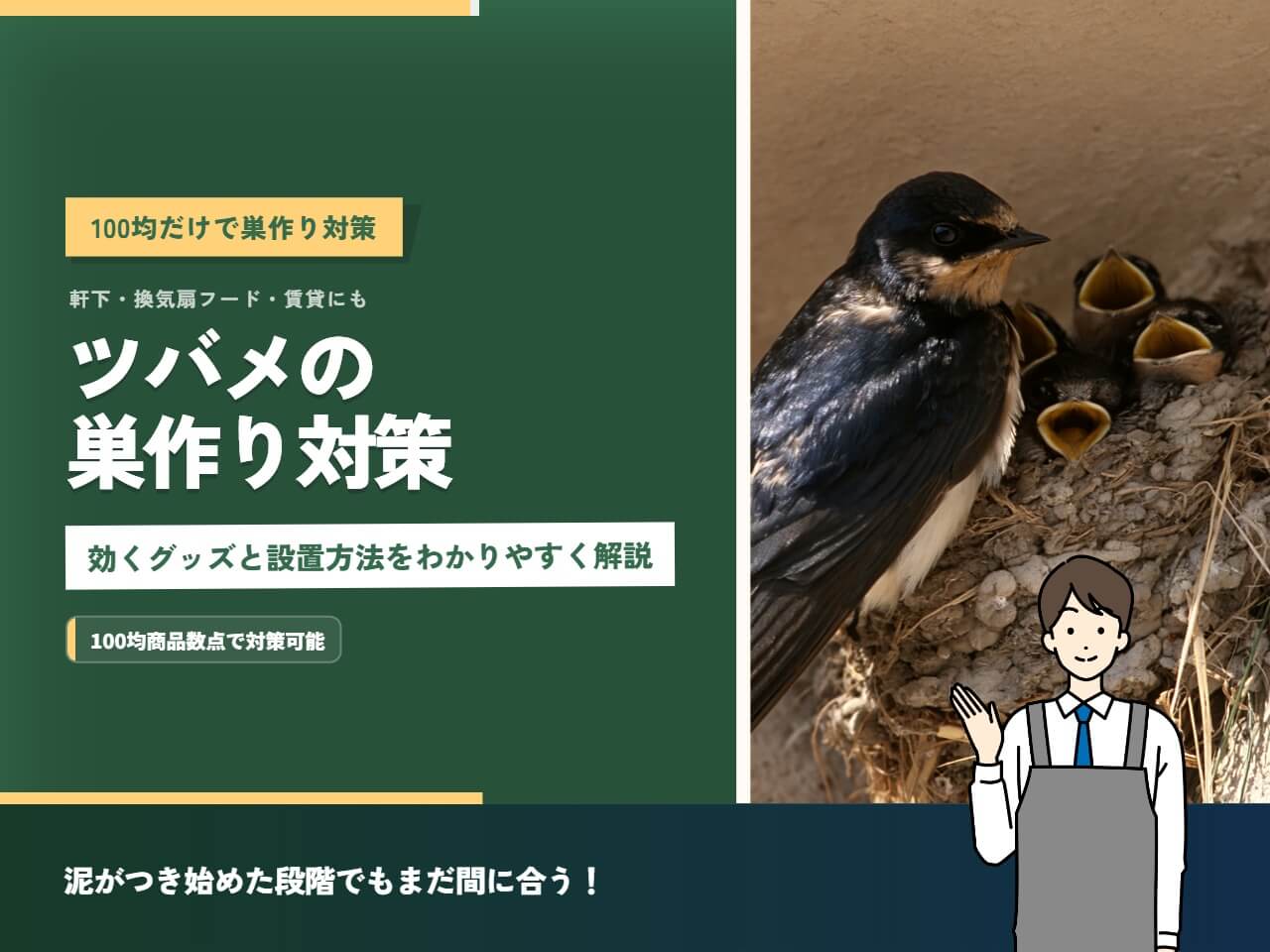 ツバメの巣対策は100均で足りる！効果的なグッズと設置方法を画像で解説