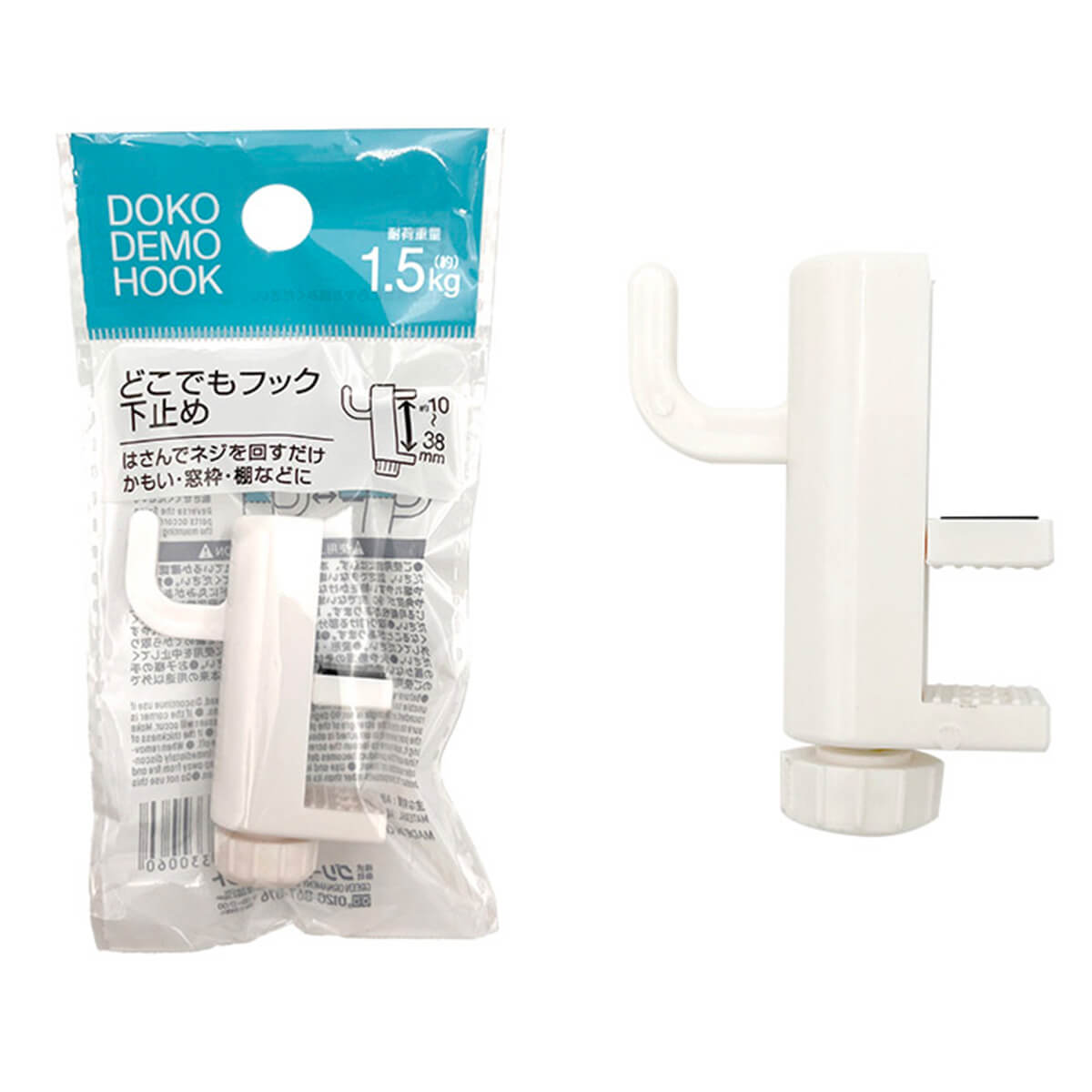 鴨居フック どこでもフック 丸 下止め ホワイト　004874