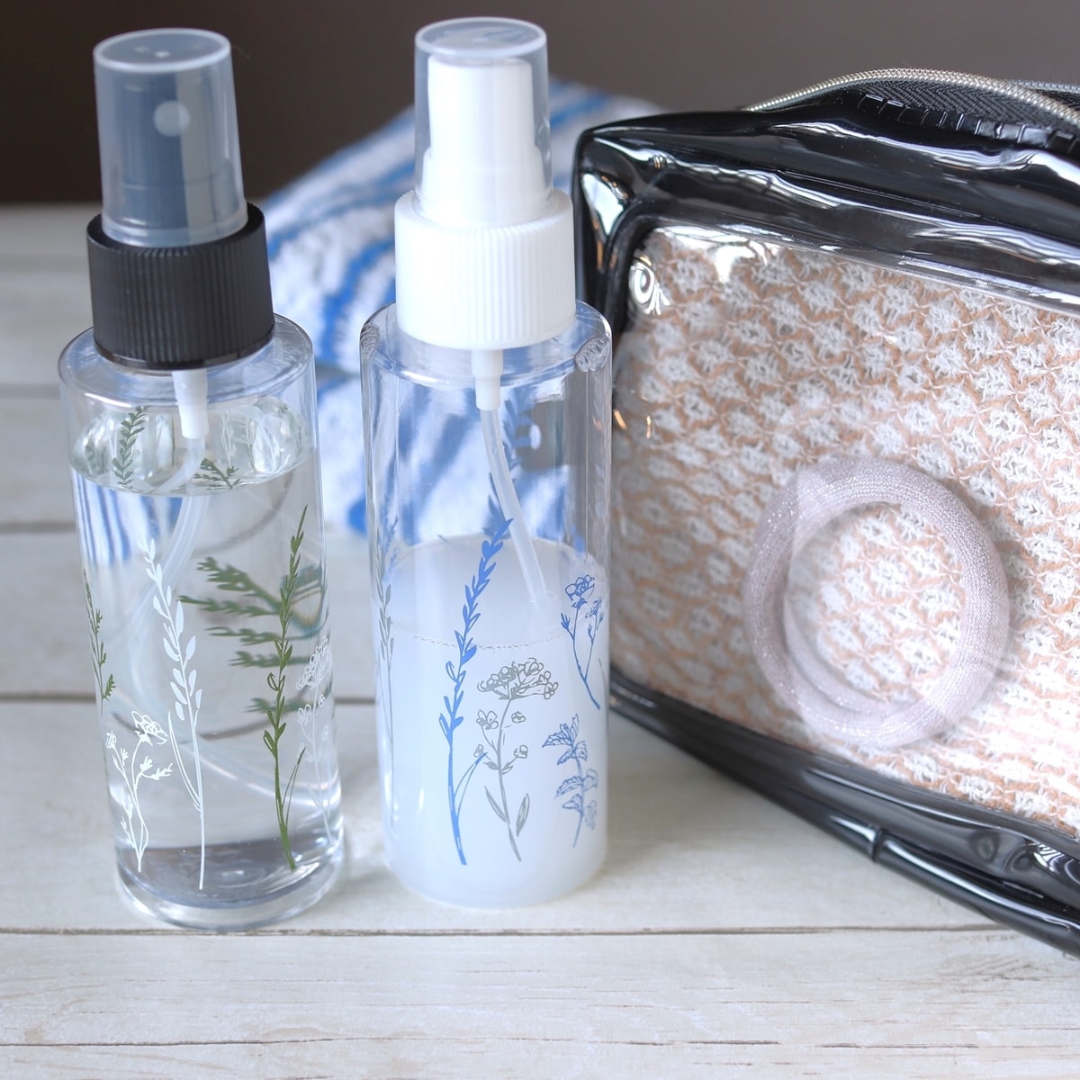 トラベルボトル 詰め替え容器ミストボトル ボタニカル柄 100ml　005341