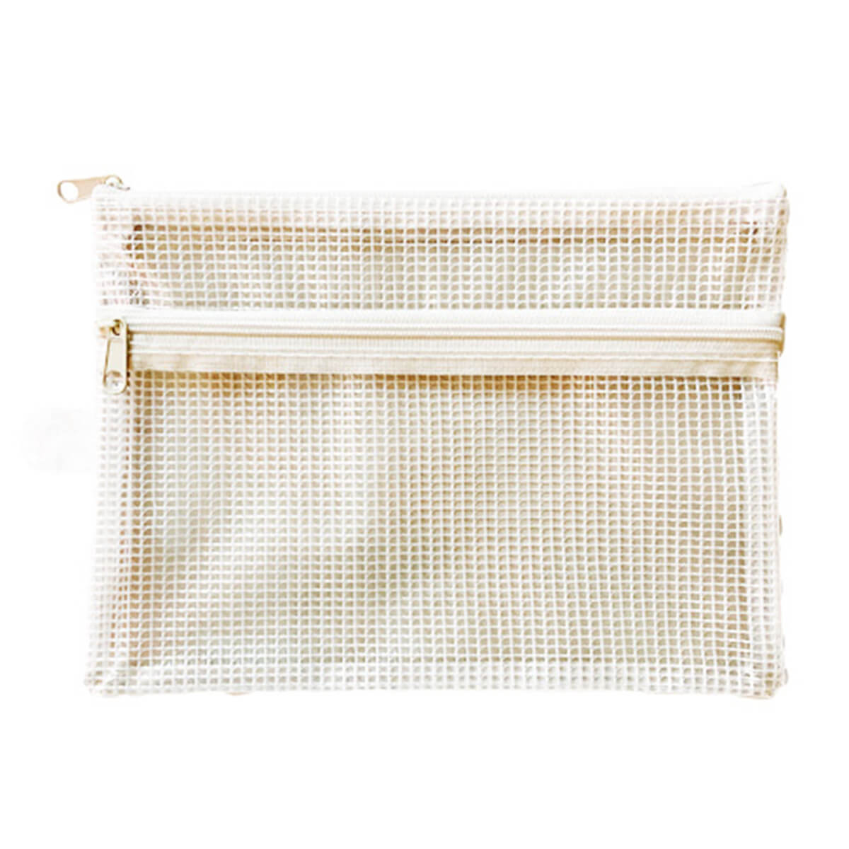 メッシュポーチ クリアポーチ Wファスナーポーチ B6 009949