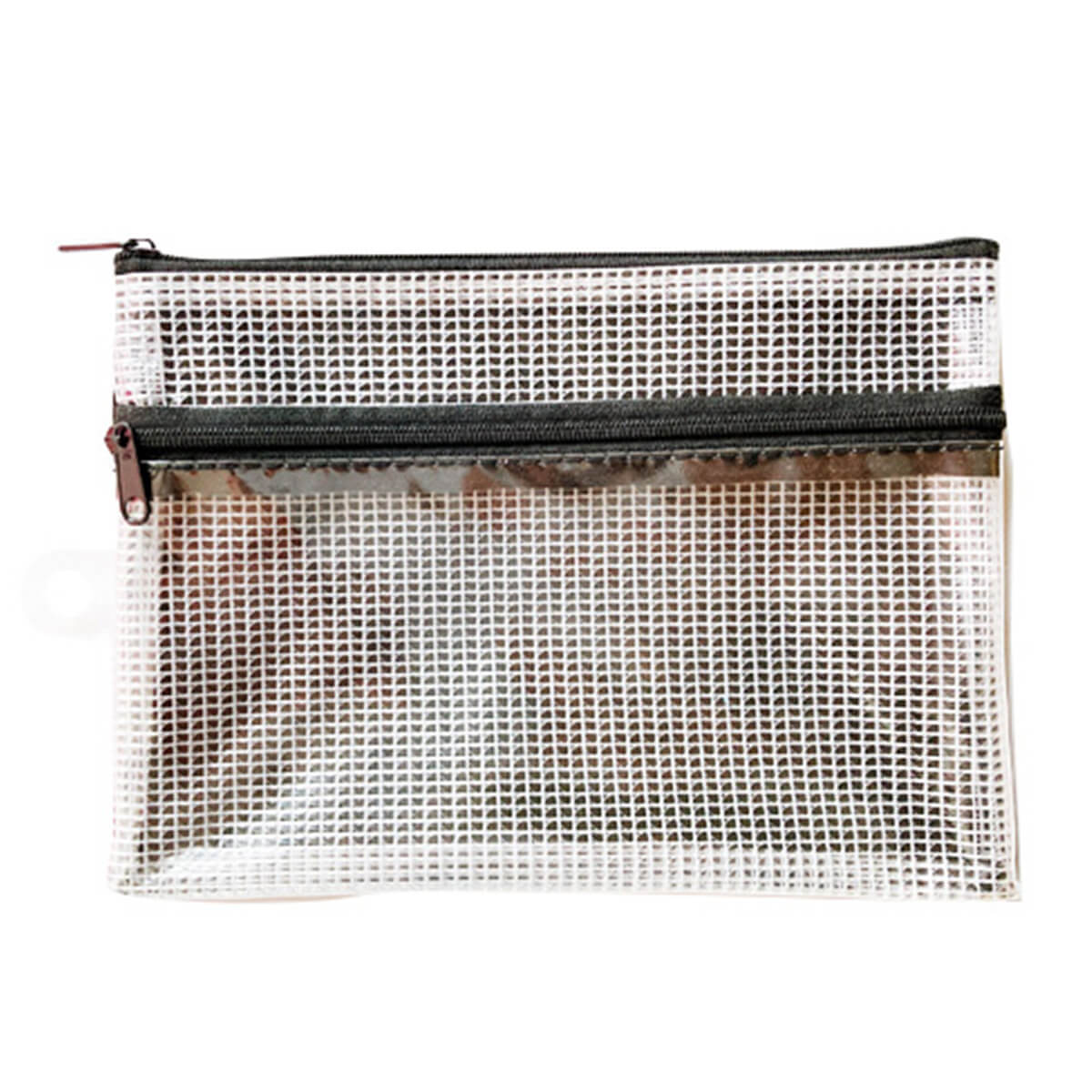 メッシュポーチ クリアポーチ Wファスナーポーチ B6 009949